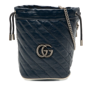 Gucci Mini GG Marmont Matelasse Diagonal Leather Torchon Bucket Bag