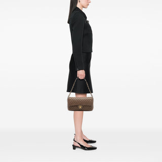 Chanel Jumbo Chevron Iridescent Calfskin Surpique Flap