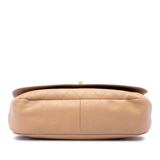 Chanel CC Stitched Caviar Turnlock Top Handle Flap
