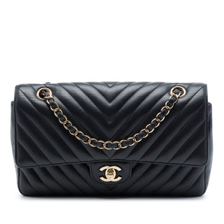 Chanel Medium Classic Chevron Crumpled Calfskin Double Flap
