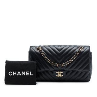 Chanel Medium Classic Chevron Crumpled Calfskin Double Flap