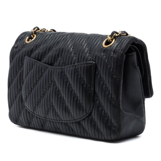Chanel Medium Classic Chevron Calfskin Pleated Double Flap