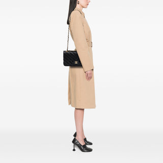 Chanel Medium Classic Chevron Calfskin Pleated Double Flap