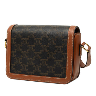 Celine Teen Triomphe Coated Canvas and Calfskin Triomphe Crossbody