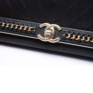 Chanel Chevron Sheepskin Stitched Chain Top Handle Flap