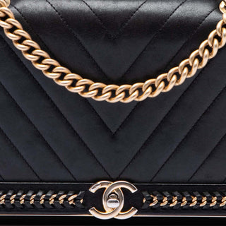 Chanel Chevron Sheepskin Stitched Chain Top Handle Flap