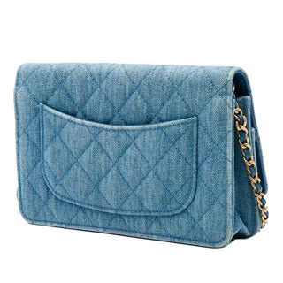Chanel CC Quilted Denim Pearl Crush Wallet on Chain