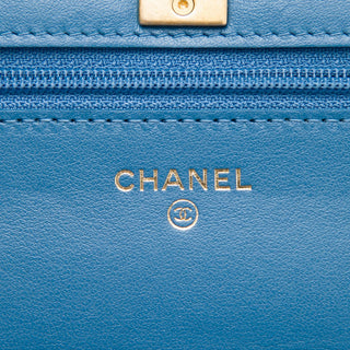 Chanel CC Quilted Denim Pearl Crush Wallet on Chain