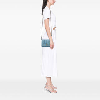 Chanel CC Quilted Denim Pearl Crush Wallet on Chain