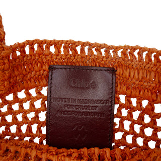 Chloé Small Raffia Embroidered Logo Summer Banana Tote