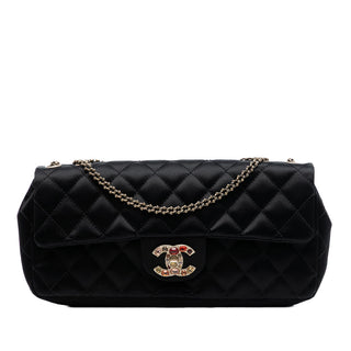 Chanel Quilted Satin Precious Jewel East West Flap