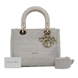 Dior Medium Embroidered Canvas Cannage Lady D Lite