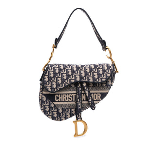 Dior Oblique Embroidered Canvas Saddle Bag