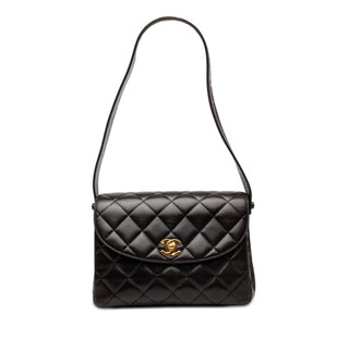 Chanel CC Quilted Lambskin Half Moon Flap