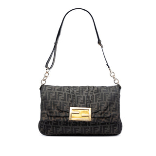 Fendi Large Zucca Canvas Mia Flap Shoulder Bag