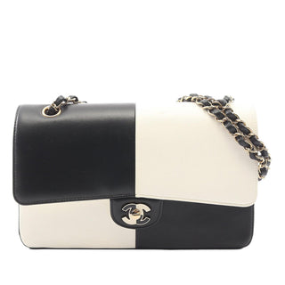 Chanel Medium Classic Bicolor Lambskin Geometric Colorblock Double Flap