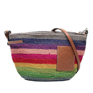 LOEWE Paulas Ibiza Anagram Raffia Rainbow Pochette Crossbody