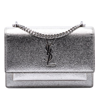 Saint Laurent Mini Metallic Calfskin Monogram Sunset Wallet on Chain