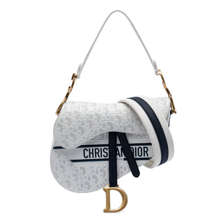 Dior Perforated Oblique Embossed Calfskin Saddle Bag