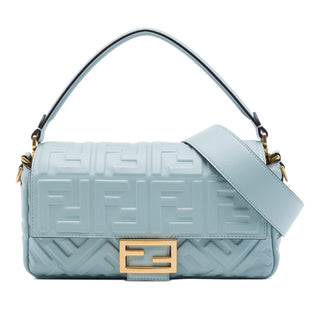 Fendi Zucca Embossed Leather Baguette Satchel