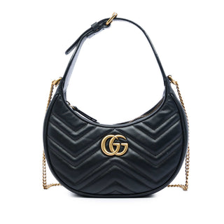 Gucci Mini GG Marmont Matelasse Calfskin Half Moon Bag