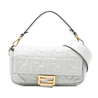 Fendi Zucca Embossed Leather Baguette Satchel