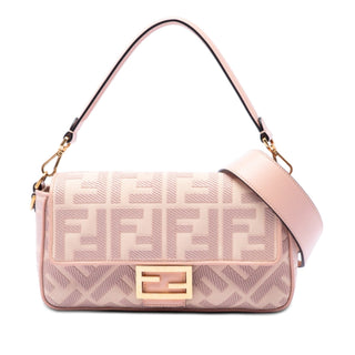Fendi Zucca Embroidered Canvas Baguette Satchel