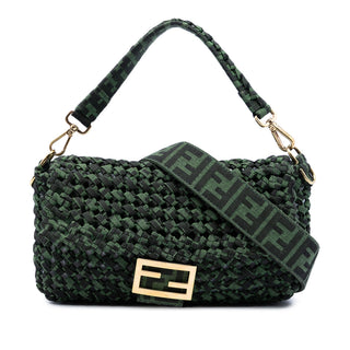Fendi Zucca Interlaced Jacquard Baguette Satchel