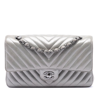 Chanel Medium Classic Chevron Iridescent Lambskin Double Flap