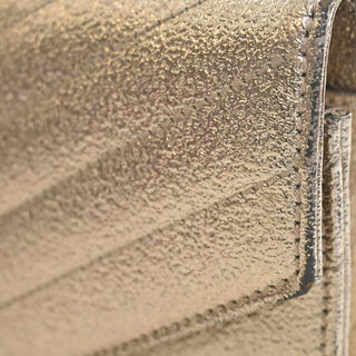 Saint Laurent Metallic Crackled Chevron Calfskin Monogram Envelope Chain Wallet