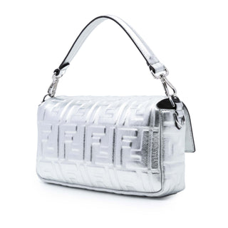 Fendi
Medium Metallic Leather Embossed FF Baguette Satchel