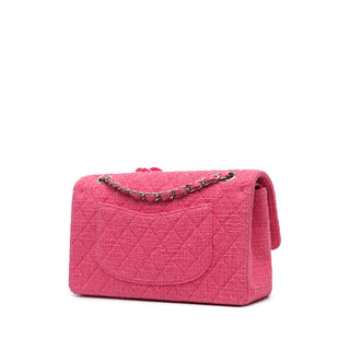 Chanel Medium Classic Tweed Beaded Flower Double Flap