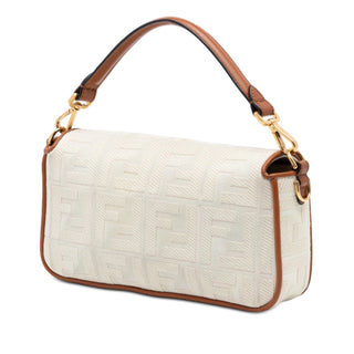 Fendi Zucca Embroidered Canvas Baguette Satchel