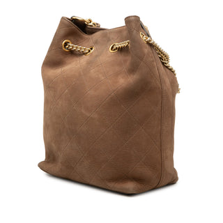 Chanel Small CC Quilted Suede On My Shoulder Drawstring Bucket Bag