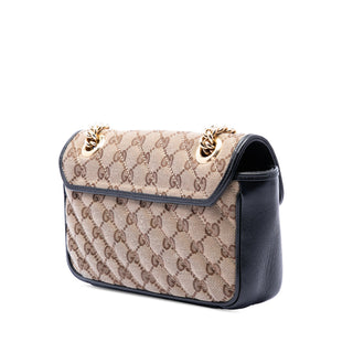 Gucci Small GG Marmont Matelasse Diagonal GG Canvas and Leather Shoulder Bag
