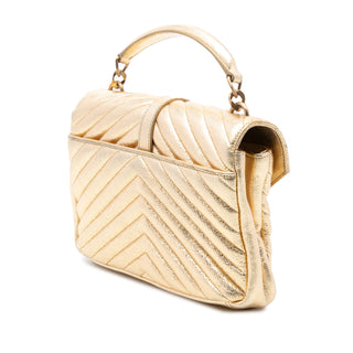 Saint Laurent
Medium Metallic Calfskin Chevron Monogram College Bag