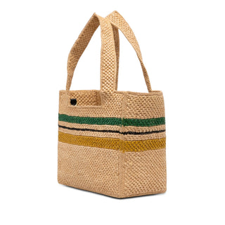 LOEWE Paulas Ibiza Medium Raffia Striped Font Tote