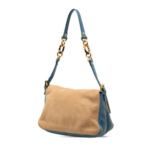 Fendi Mini Suede and Calfskin Colorblock Tortoiseshell Chain Mamma Forever