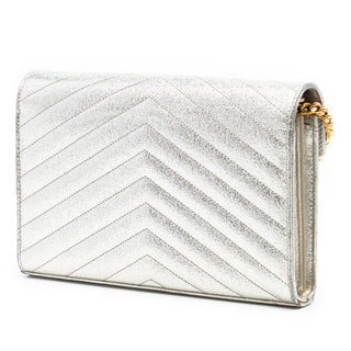 Saint Laurent
Metallic Chevron Monogram Chain Wallet