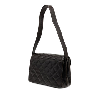 Chanel CC Quilted Lambskin Half Moon Flap