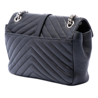 Saint Laurent Medium Chevron Sheepskin Monogram College Punk Shoulder Bag