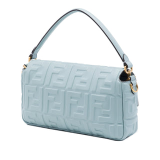 Fendi Zucca Embossed Leather Baguette Satchel