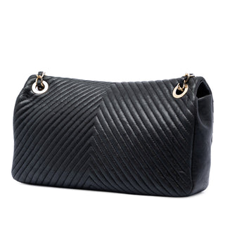Chanel Medium Chevron Wrinkled Calfskin Medallion Charm Flap