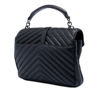 Saint Laurent Medium Chevron Sheepskin Monogram College Satchel