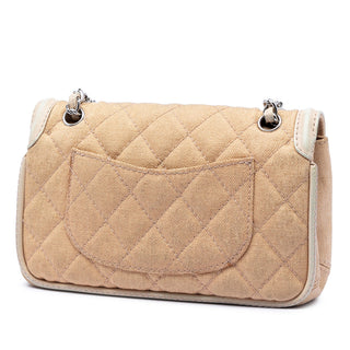 Chanel Medium Classic Canvas Lambskin Trimmed Double Flap