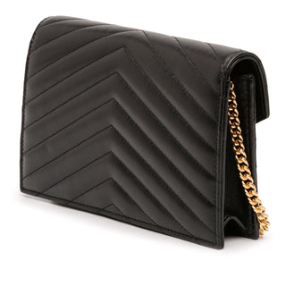 Saint Laurent
Chevron Leather Cassandre Envelope Chain Wallet