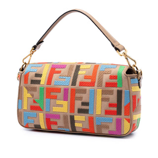 Fendi Zucca Embroidered Canvas Baguette Satchel