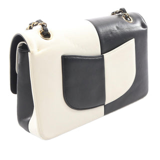 Chanel Medium Classic Bicolor Lambskin Geometric Colorblock Double Flap