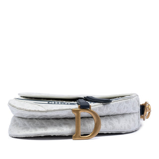Dior Perforated Oblique Embossed Calfskin Saddle Bag