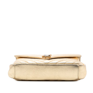 Saint Laurent
Medium Metallic Calfskin Chevron Monogram College Bag